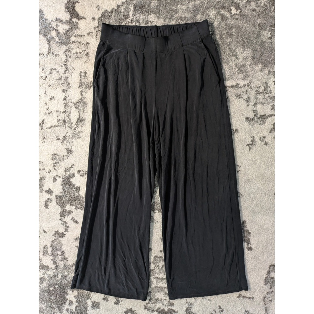 Eileen Fisher Womens Black Stretch Soft‎ Tencel Work Wear Wide Ankle Leg Pant